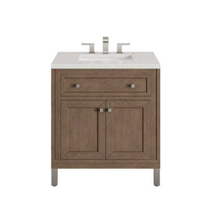 James Martin Vanities Chicago 30" Whitewashed Walnut Single Vanity With 3 cm Lime Delight Quartz Top