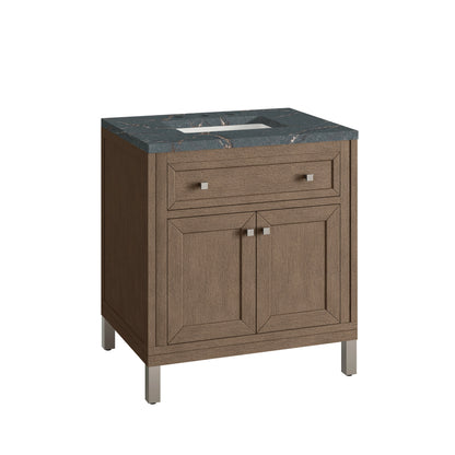 James Martin Vanities Chicago 30" Whitewashed Walnut Single Vanity With 3 cm Parisien Bleu Quartz Top