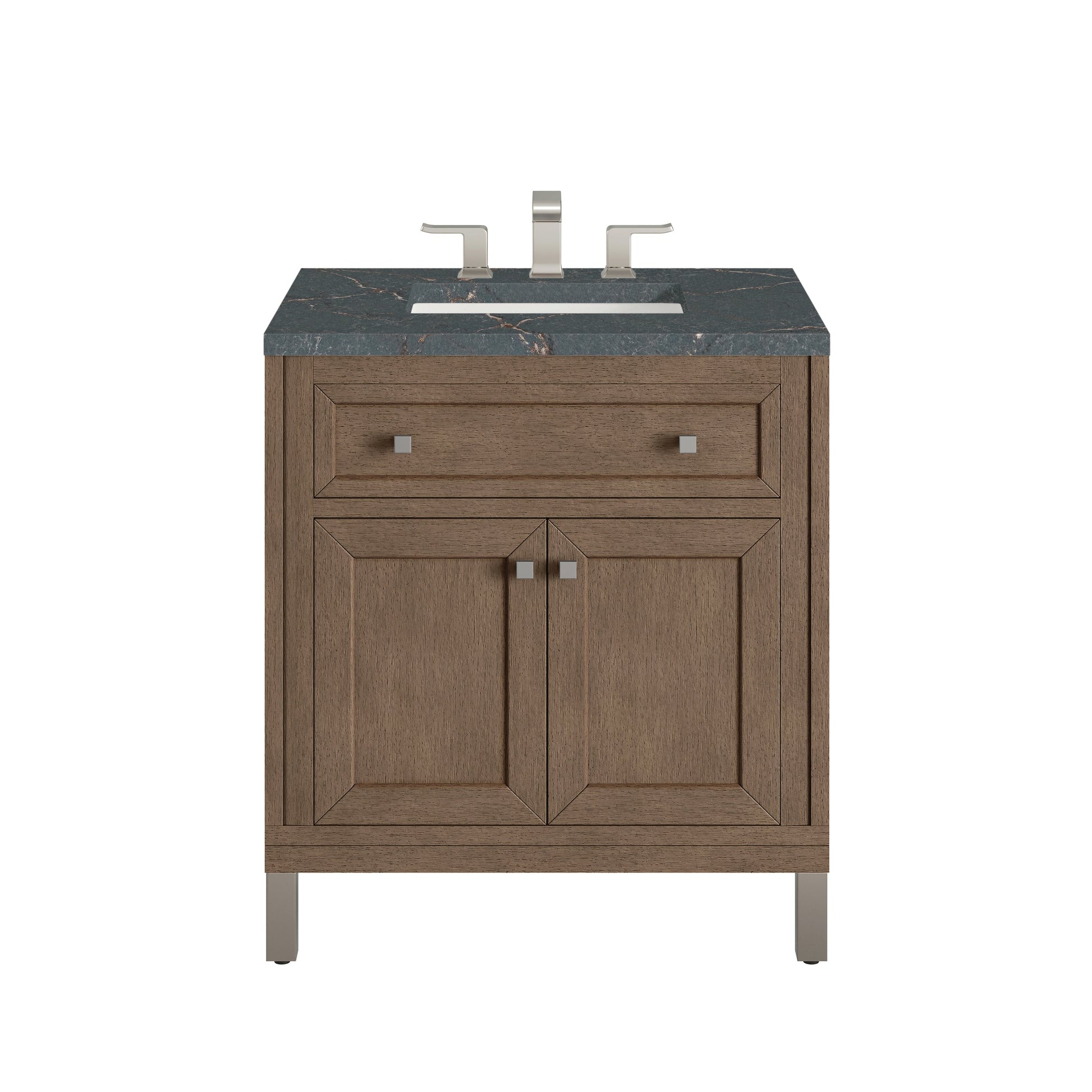 James Martin Vanities Chicago 30" Whitewashed Walnut Single Vanity With 3 cm Parisien Bleu Quartz Top