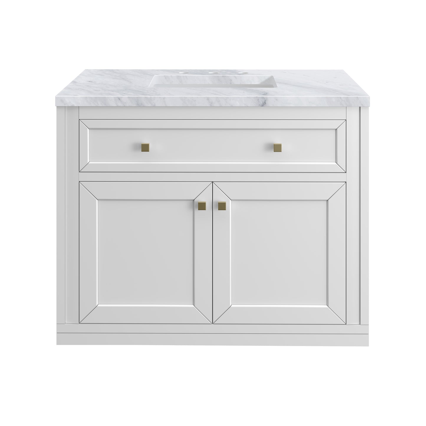 James Martin Vanities Chicago 36" Glossy White Single Vanity With 3 cm Carrara Marble Top