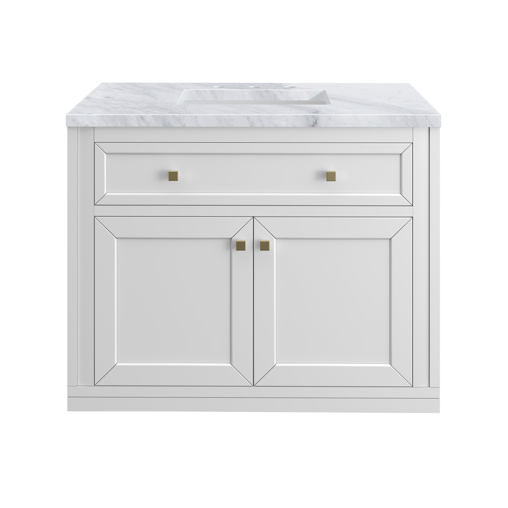 James Martin Vanities Chicago 36" Glossy White Single Vanity With 3 cm Carrara Marble Top