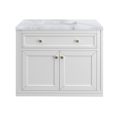 James Martin Vanities Chicago 36" Glossy White Single Vanity With 3 cm Carrara Marble Top