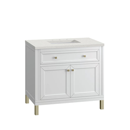 James Martin Vanities Chicago 36" Glossy White Single Vanity With 3 cm Lime Delight Top