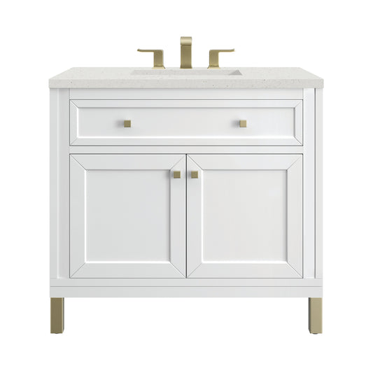 James Martin Vanities Chicago 36" Glossy White Single Vanity With 3 cm Lime Delight Top