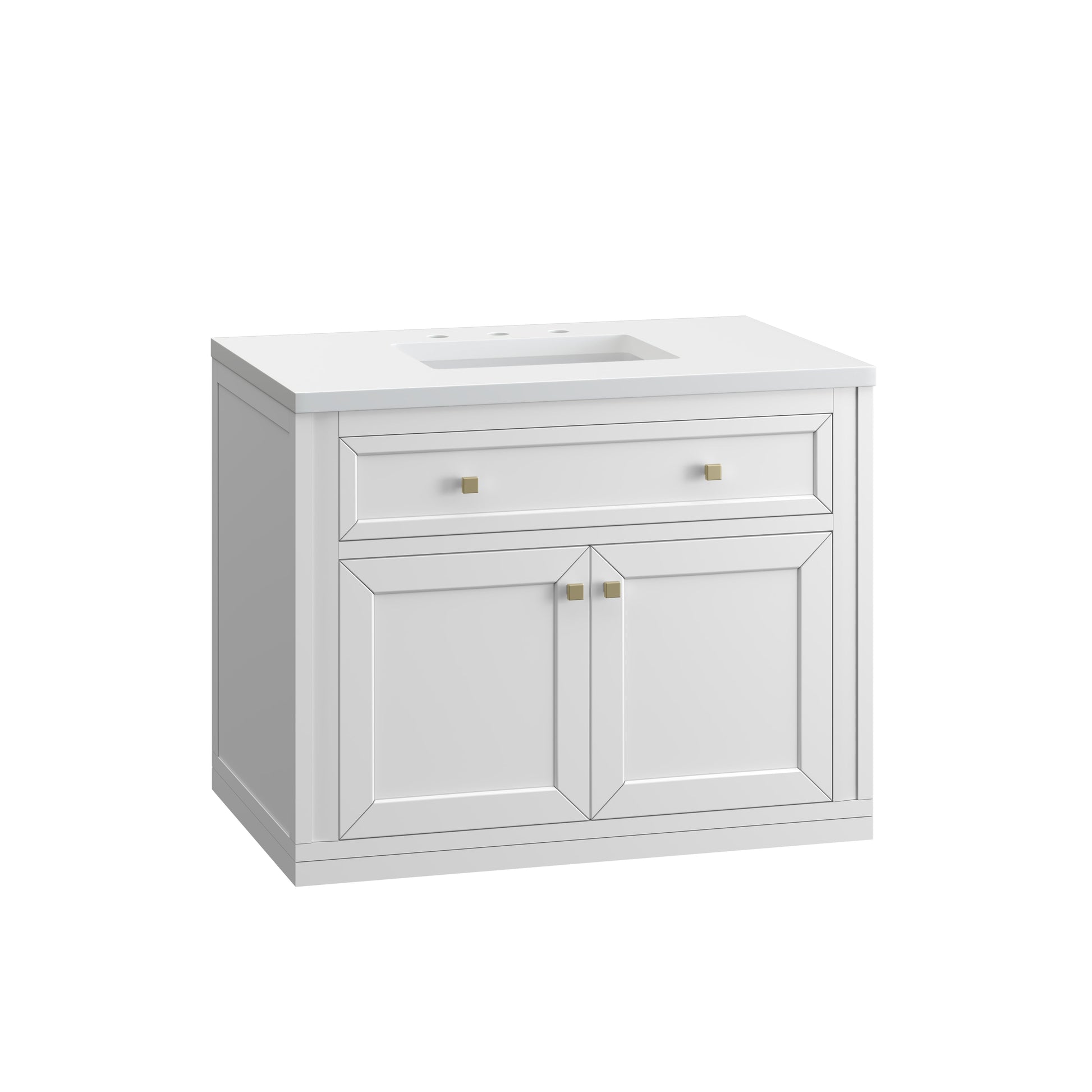 James Martin Vanities Chicago 36" Glossy White Single Vanity With 3 cm White Zeus Top