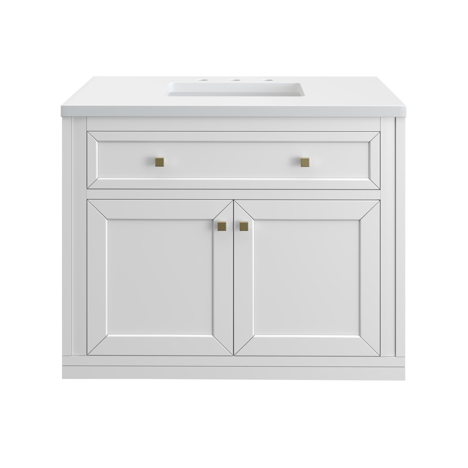 James Martin Vanities Chicago 36" Glossy White Single Vanity With 3 cm White Zeus Top