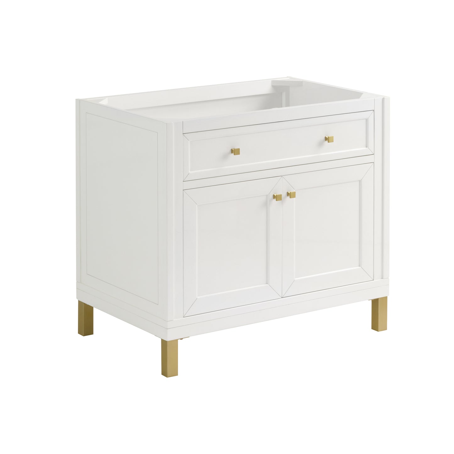 James Martin Vanities Chicago 36" Glossy White Single Vanity With 3cm Arctic Fall Solid Surface Top
