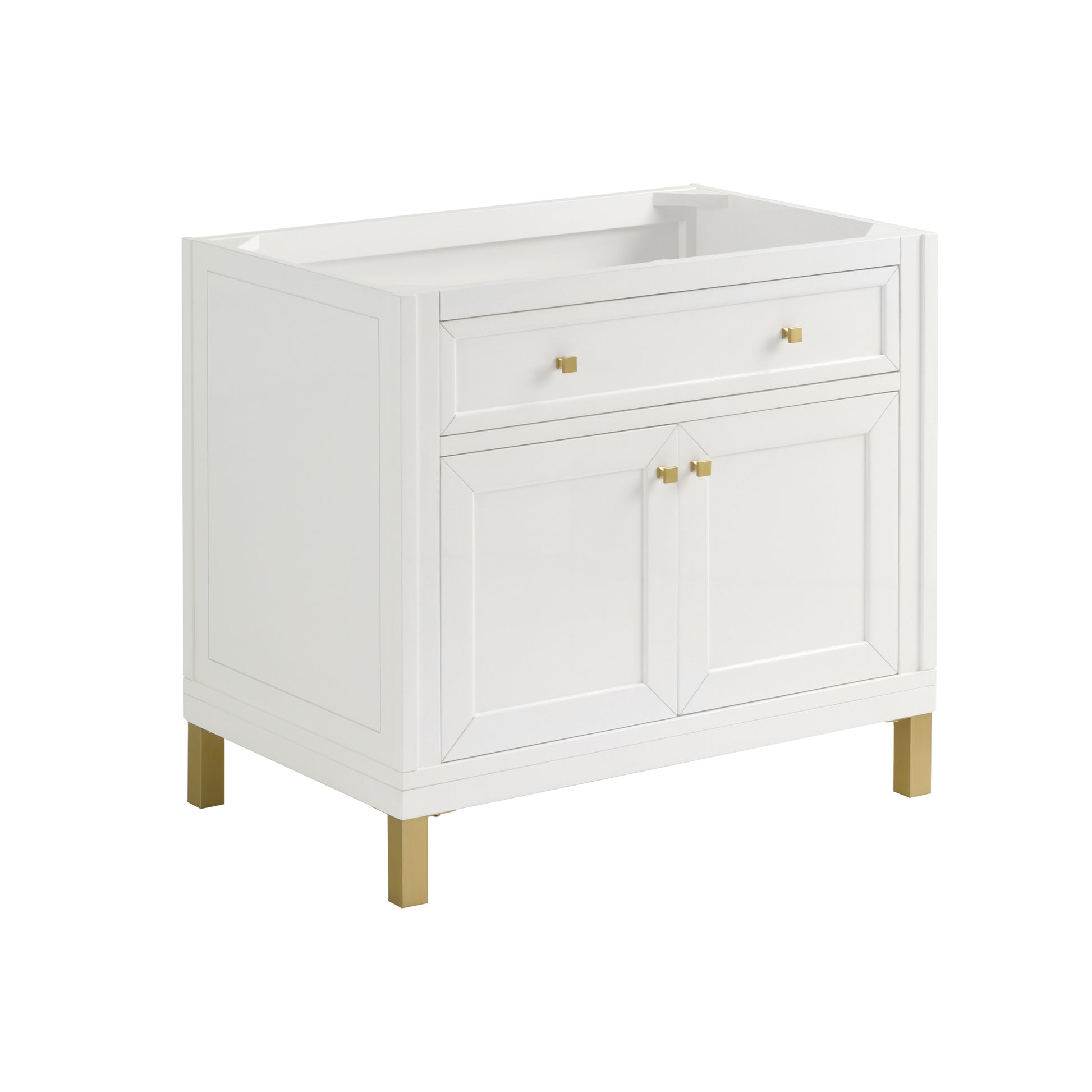 James Martin Vanities Chicago 36" Glossy White Single Vanity With 3cm Arctic Fall Solid Surface Top