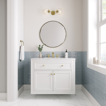James Martin Vanities Chicago 36" Glossy White Single Vanity With 3cm Arctic Fall Solid Surface Top