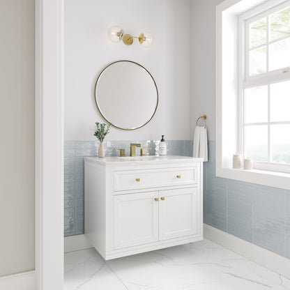 James Martin Vanities Chicago 36" Glossy White Single Vanity With 3cm Arctic Fall Solid Surface Top