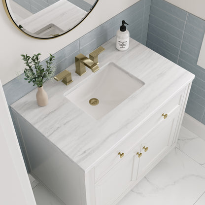 James Martin Vanities Chicago 36" Glossy White Single Vanity With 3cm Arctic Fall Solid Surface Top