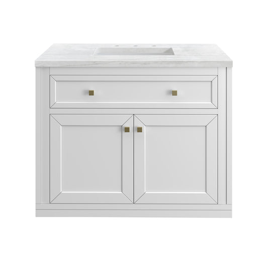 James Martin Vanities Chicago 36" Glossy White Single Vanity With 3cm Arctic Fall Solid Surface Top