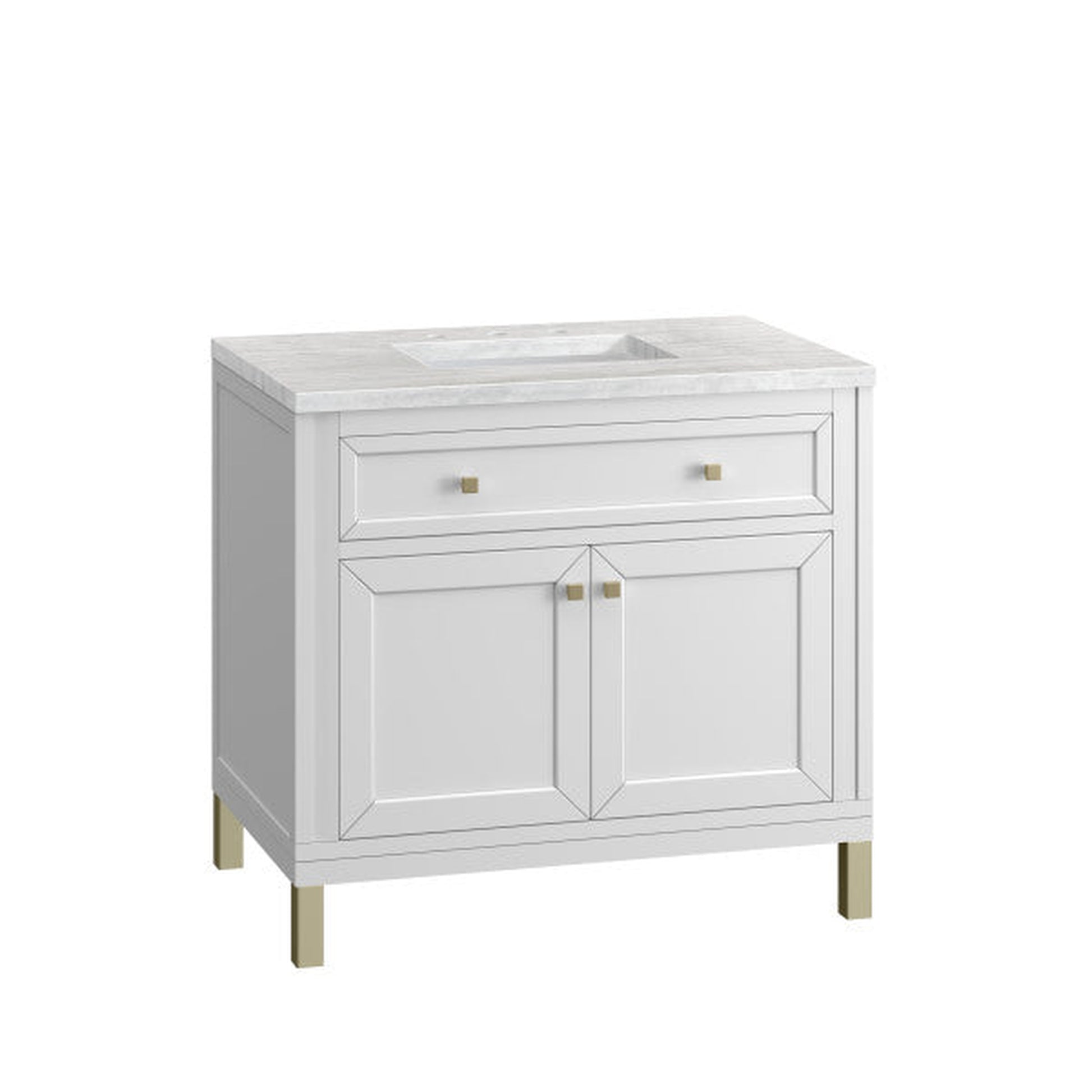 James Martin Vanities Chicago 36" Glossy White Single Vanity With 3cm Arctic Fall Top