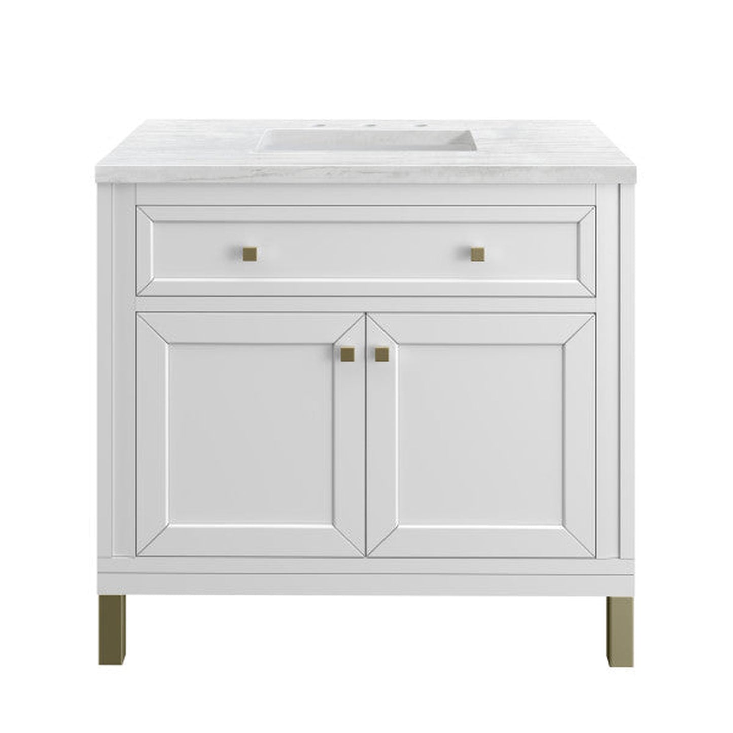 James Martin Vanities Chicago 36" Glossy White Single Vanity With 3cm Arctic Fall Top