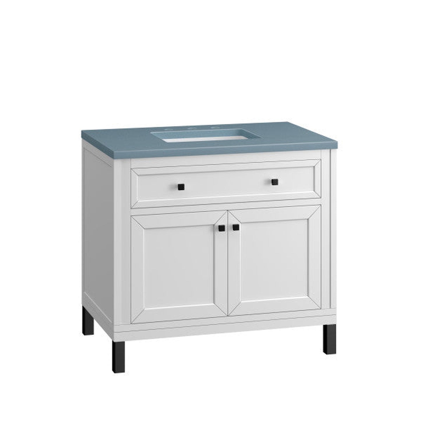 James Martin Vanities Chicago 36" Glossy White Single Vanity With 3cm Cala Blue Top