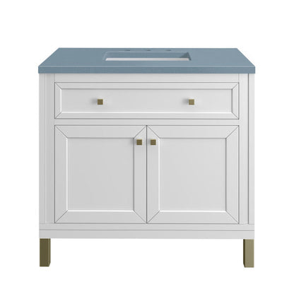 James Martin Vanities Chicago 36" Glossy White Single Vanity With 3cm Cala Blue Top