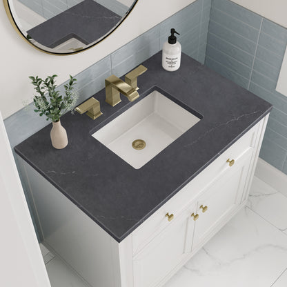 James Martin Vanities Chicago 36" Glossy White Single Vanity With 3cm Charcoal Soapstone Silestone Top