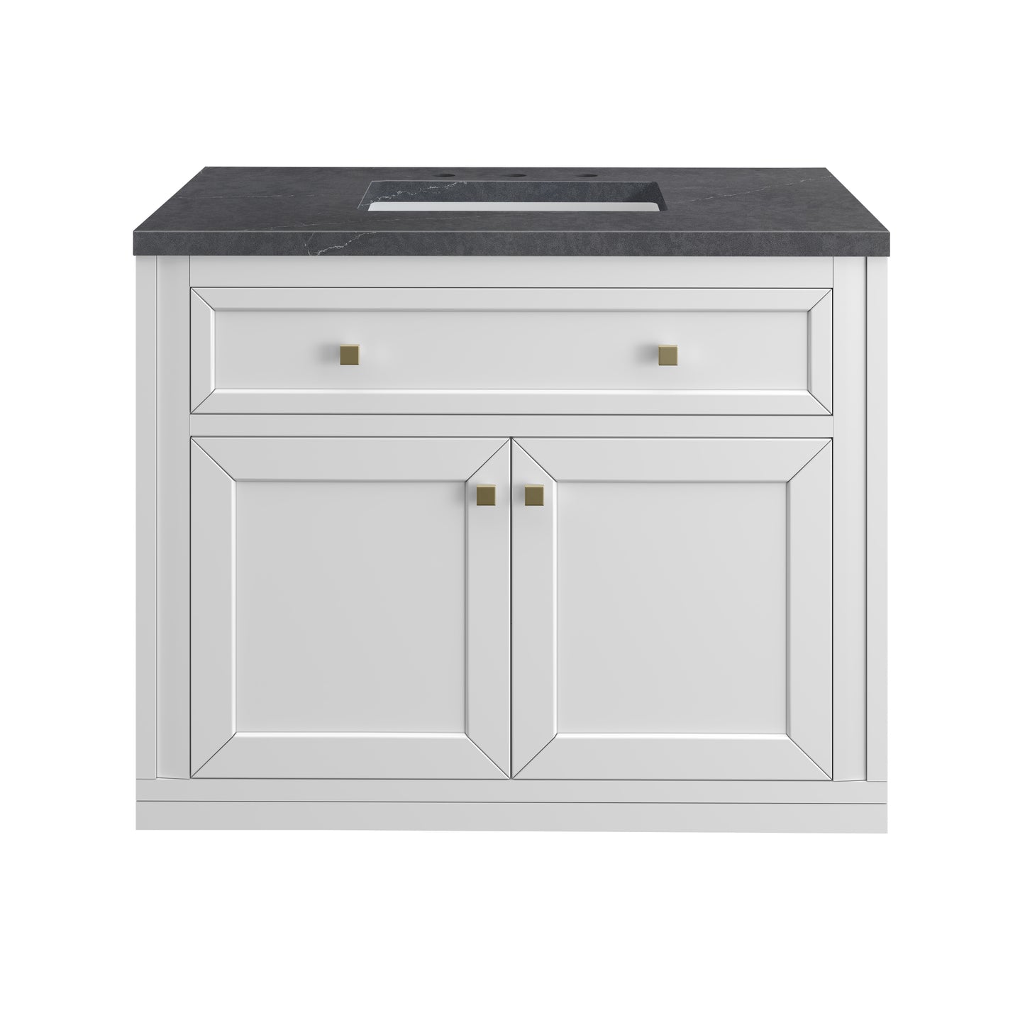 James Martin Vanities Chicago 36" Glossy White Single Vanity With 3cm Charcoal Soapstone Silestone Top