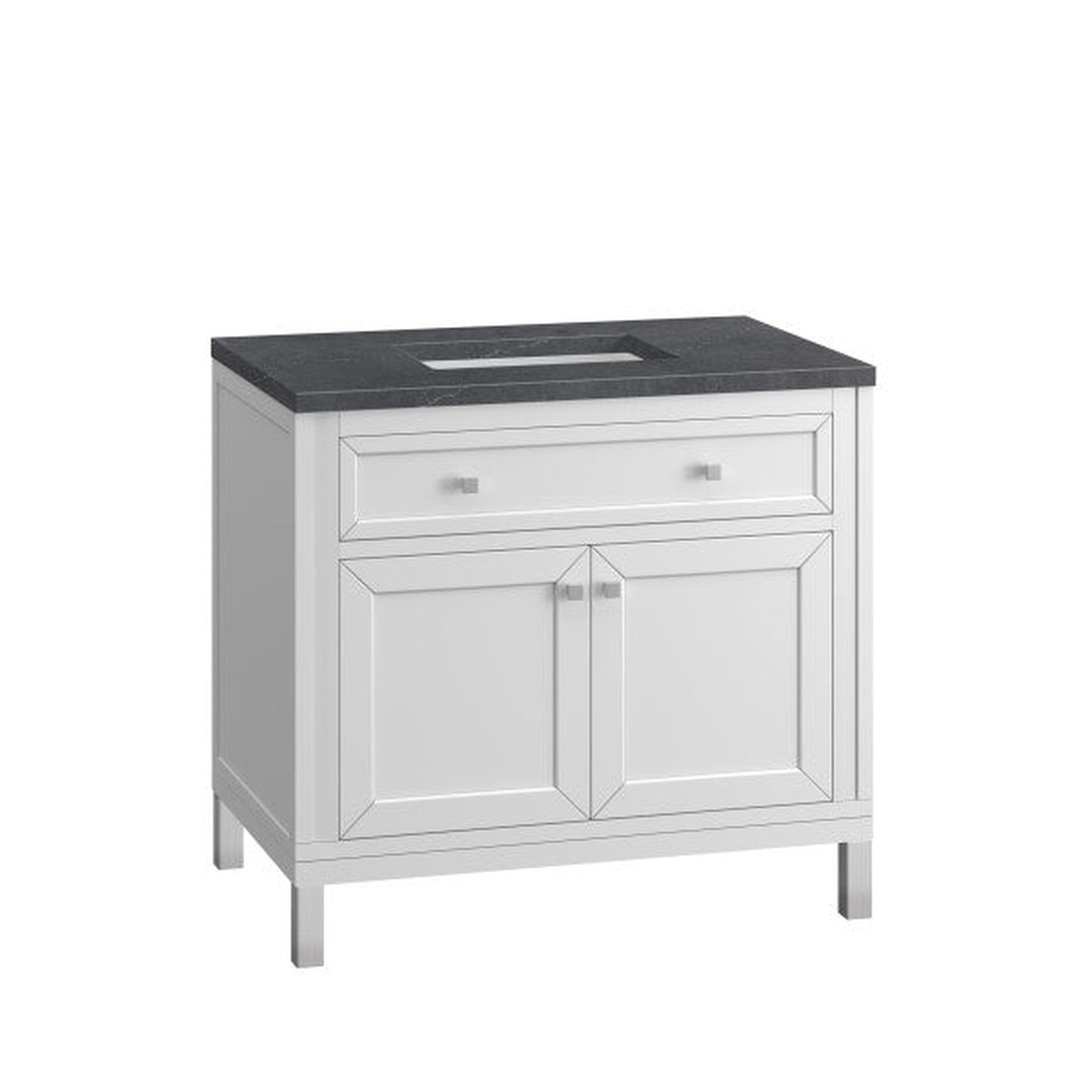 James Martin Vanities Chicago 36" Glossy White Single Vanity With 3cm Charcoal Soapstone Top