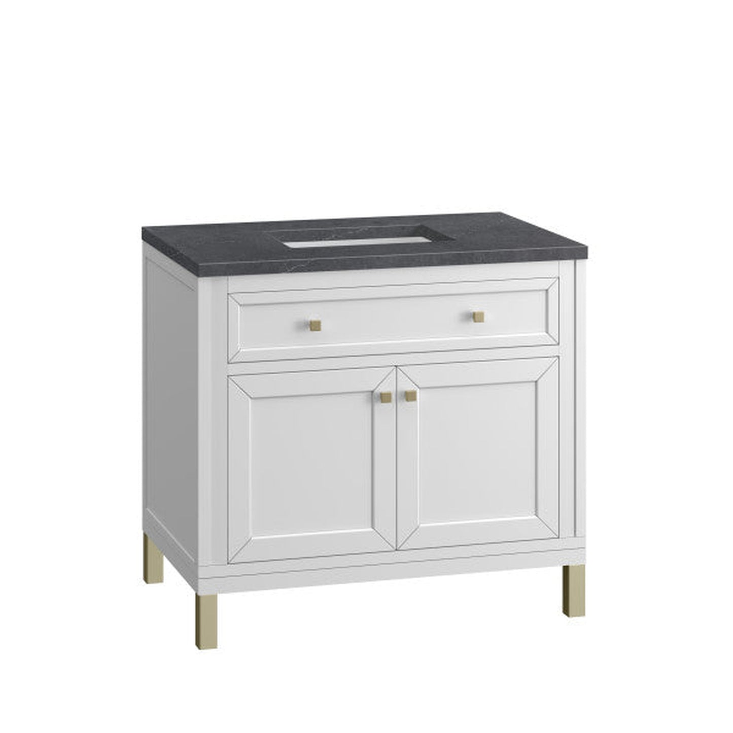James Martin Vanities Chicago 36" Glossy White Single Vanity With 3cm Charcoal Soapstone Top