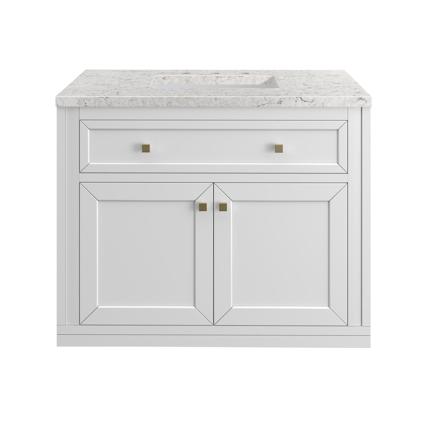 James Martin Vanities Chicago 36" Glossy White Single Vanity With 3cm Eternal Jasmine Pearl Silestone Top