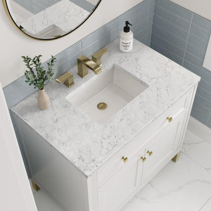 James Martin Vanities Chicago 36" Glossy White Single Vanity With 3cm Eternal Jasmine Pearl Top