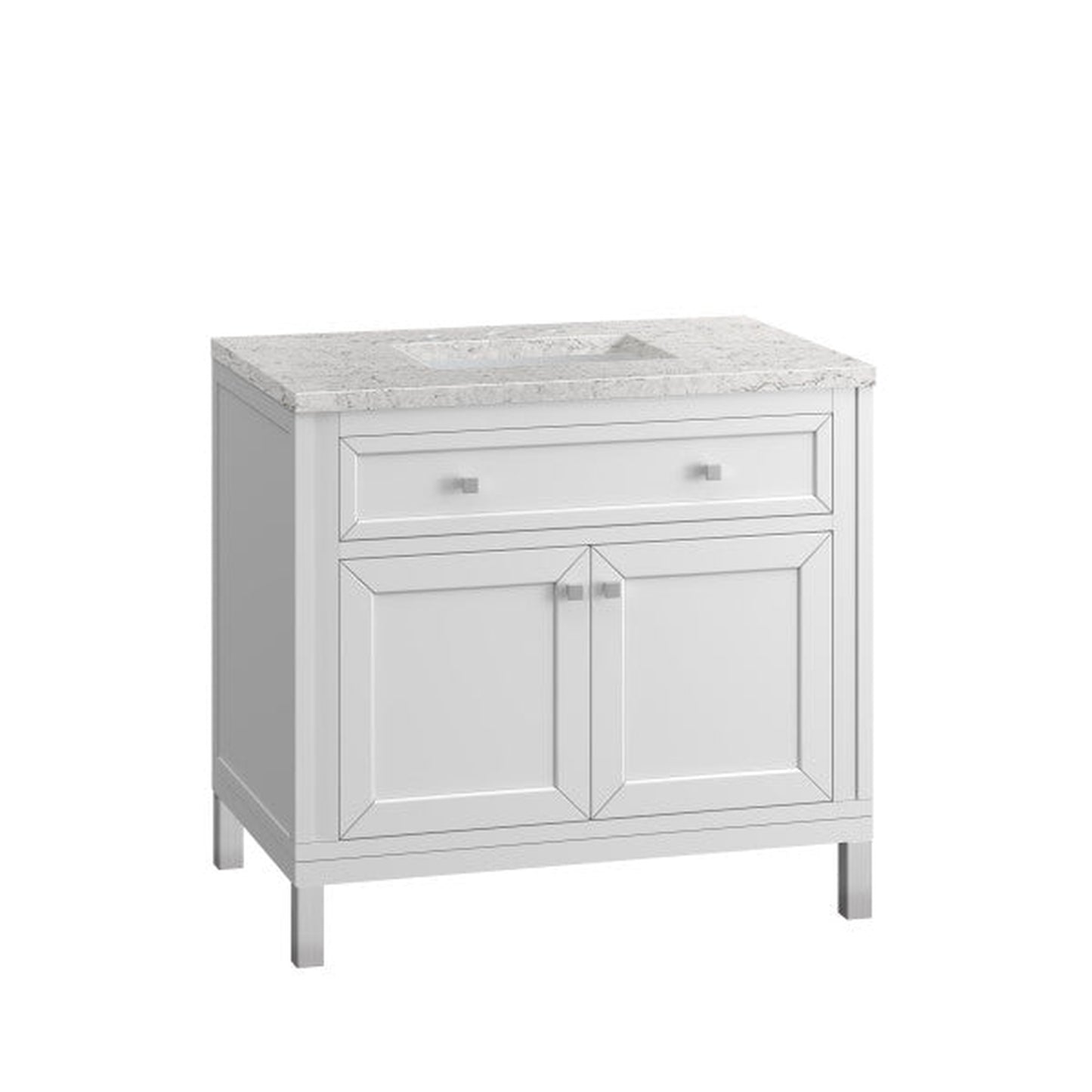 James Martin Vanities Chicago 36" Glossy White Single Vanity With 3cm Eternal Jasmine Pearl Top