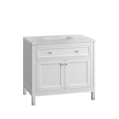 James Martin Vanities Chicago 36" Glossy White Single Vanity With 3cm Eternal Jasmine Pearl Top