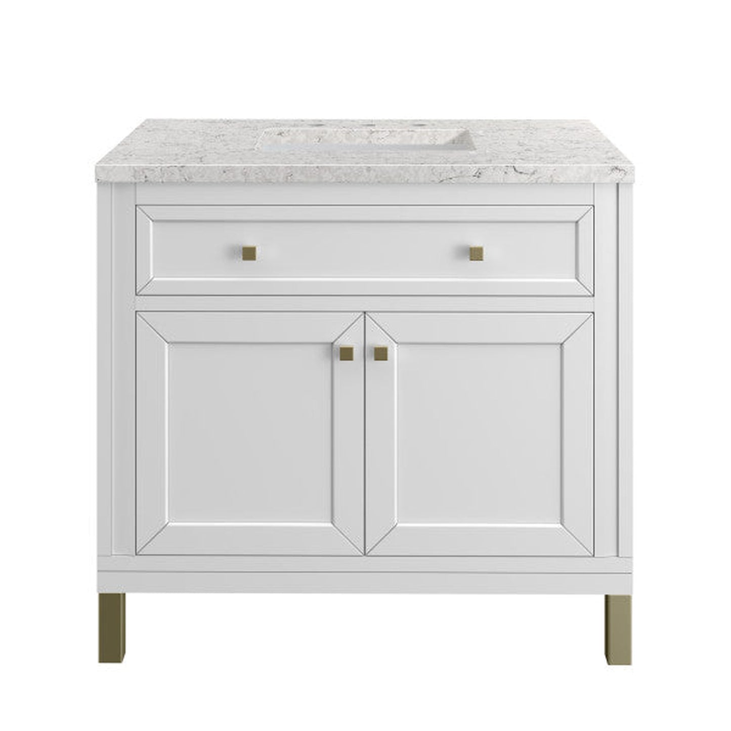 James Martin Vanities Chicago 36" Glossy White Single Vanity With 3cm Eternal Jasmine Pearl Top