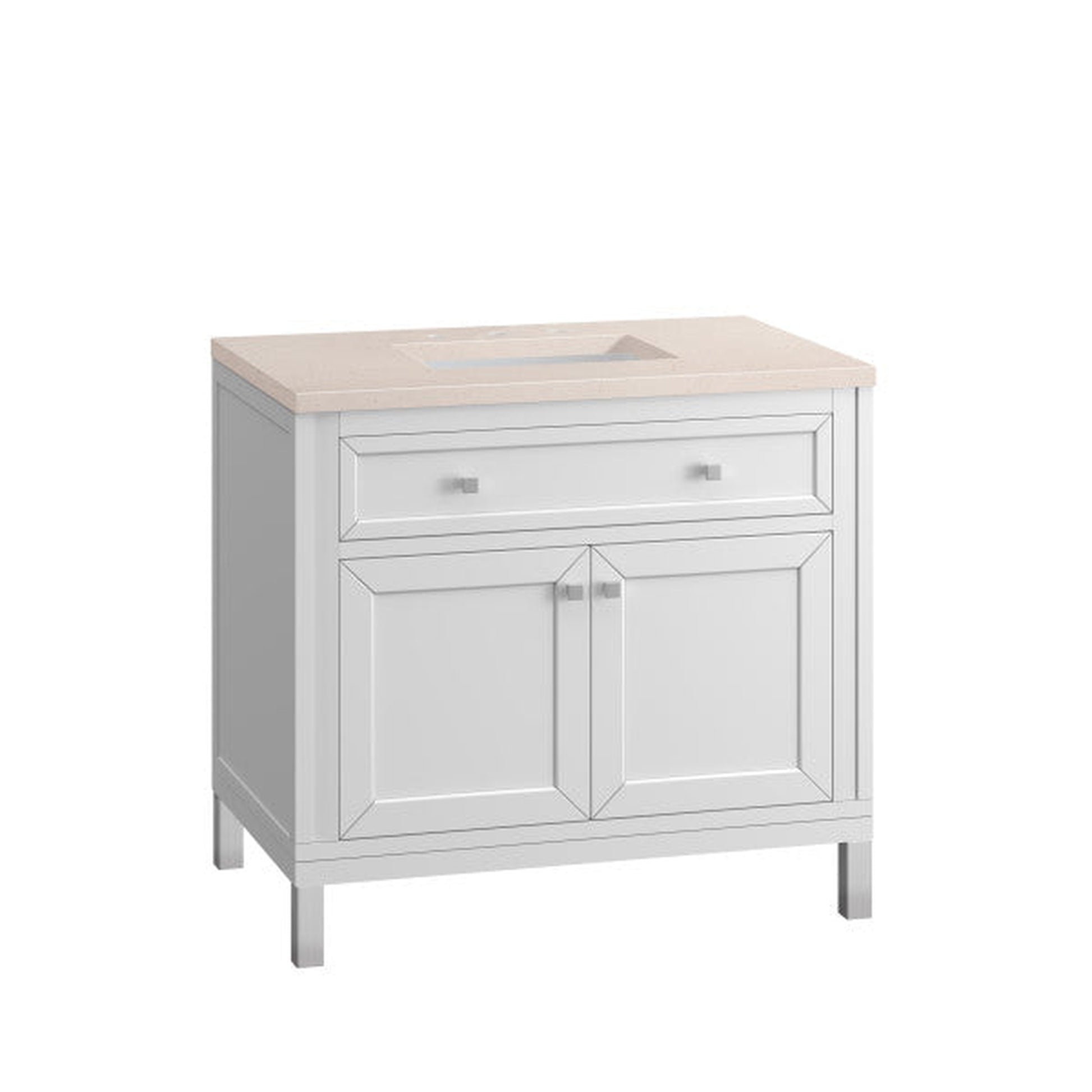 James Martin Vanities Chicago 36" Glossy White Single Vanity With 3cm Eternal Marfil Top