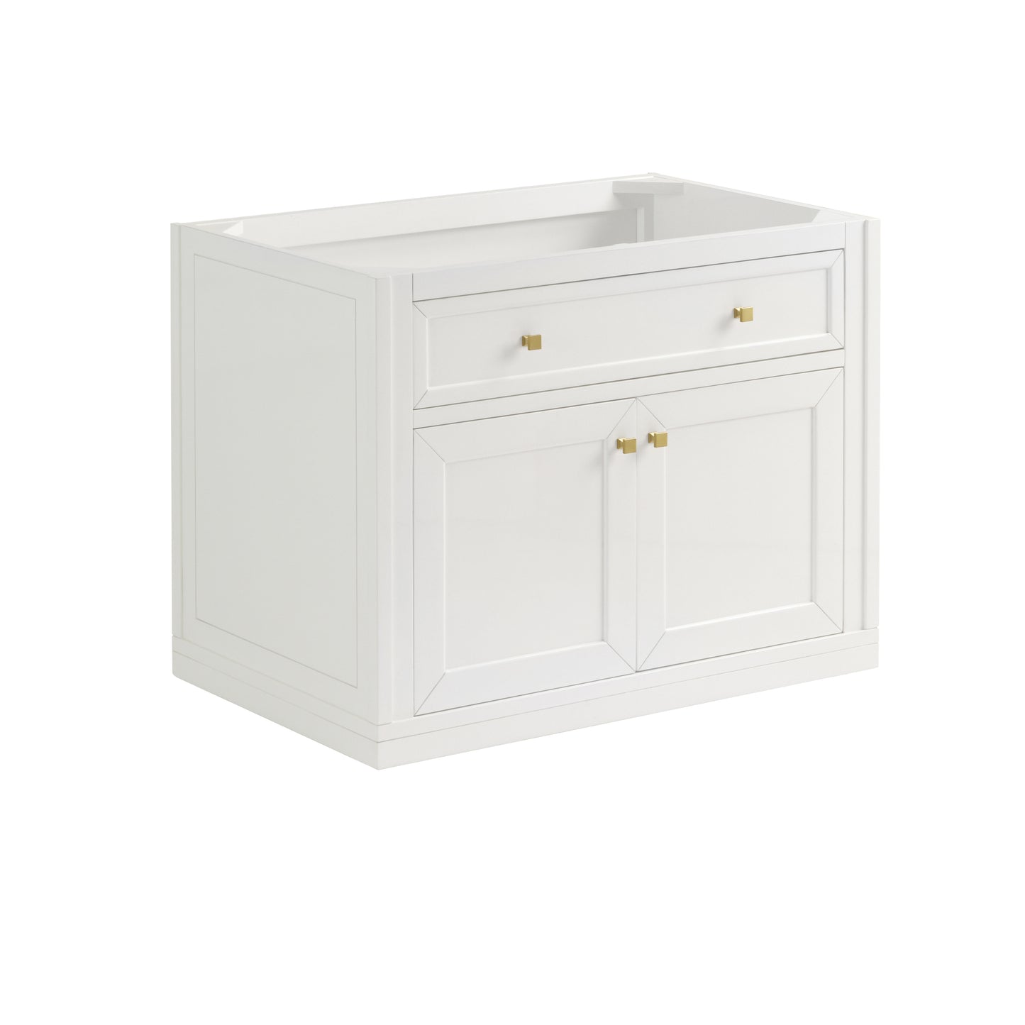 James Martin Vanities Chicago 36" Glossy White Single Vanity With 3cm Ethereal Noctis Silestone Top