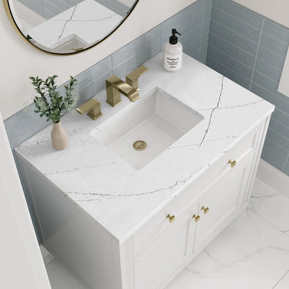 James Martin Vanities Chicago 36" Glossy White Single Vanity With 3cm Ethereal Noctis Silestone Top
