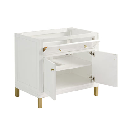 James Martin Vanities Chicago 36" Glossy White Single Vanity With 3cm Ethereal Noctis Silestone Top