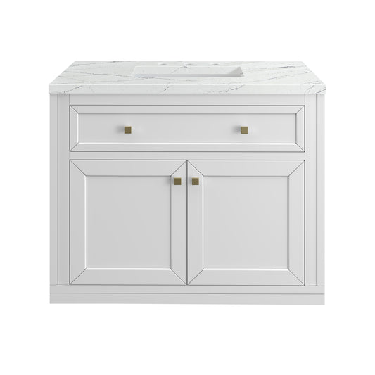 James Martin Vanities Chicago 36" Glossy White Single Vanity With 3cm Ethereal Noctis Silestone Top