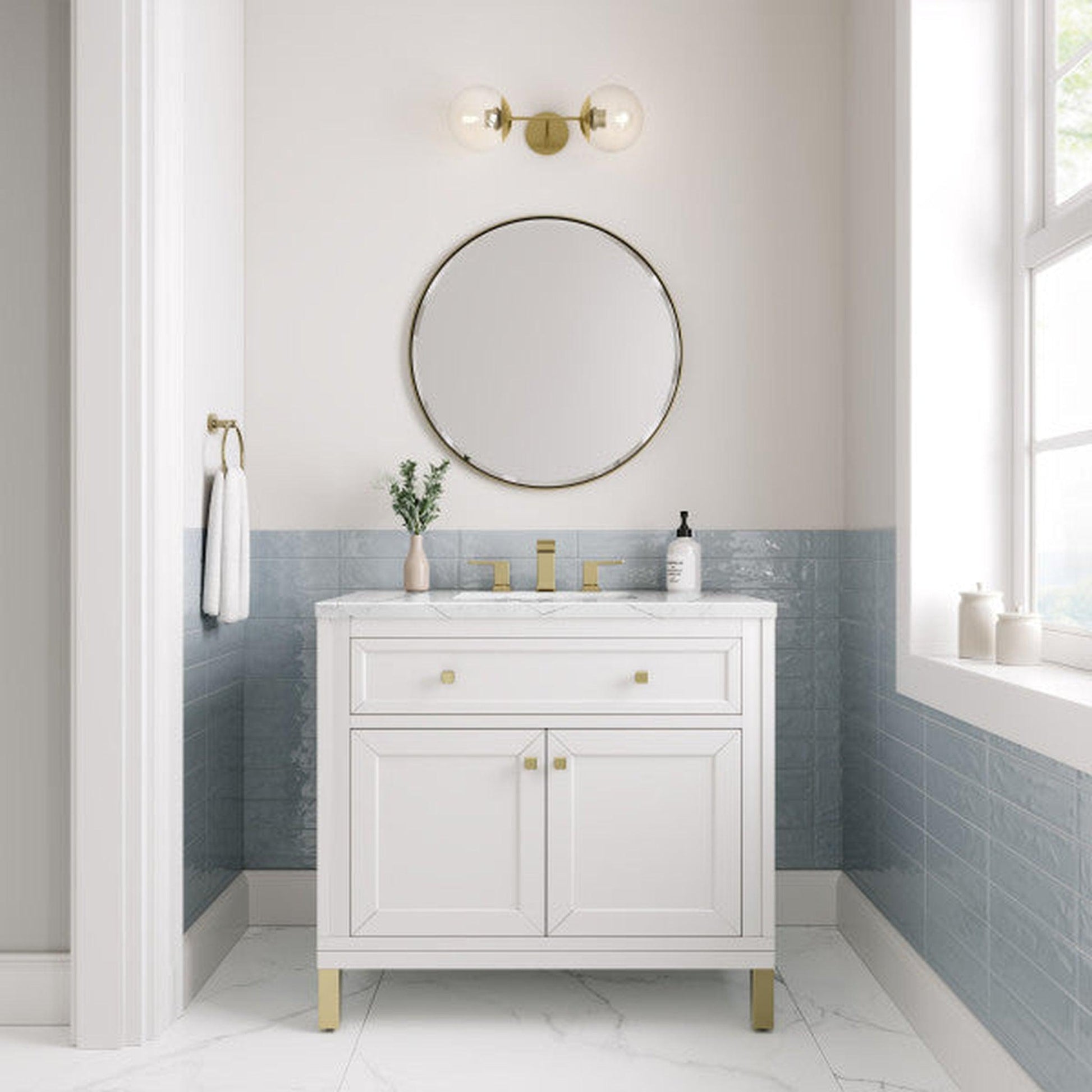 James Martin Vanities Chicago 36" Glossy White Single Vanity With 3cm Ethereal Noctis Top