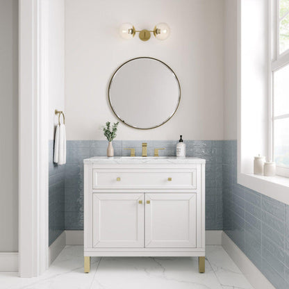 James Martin Vanities Chicago 36" Glossy White Single Vanity With 3cm Ethereal Noctis Top