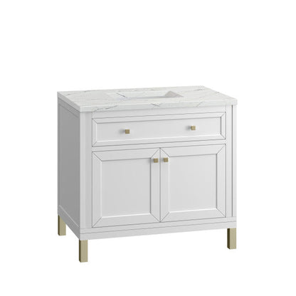 James Martin Vanities Chicago 36" Glossy White Single Vanity With 3cm Ethereal Noctis Top