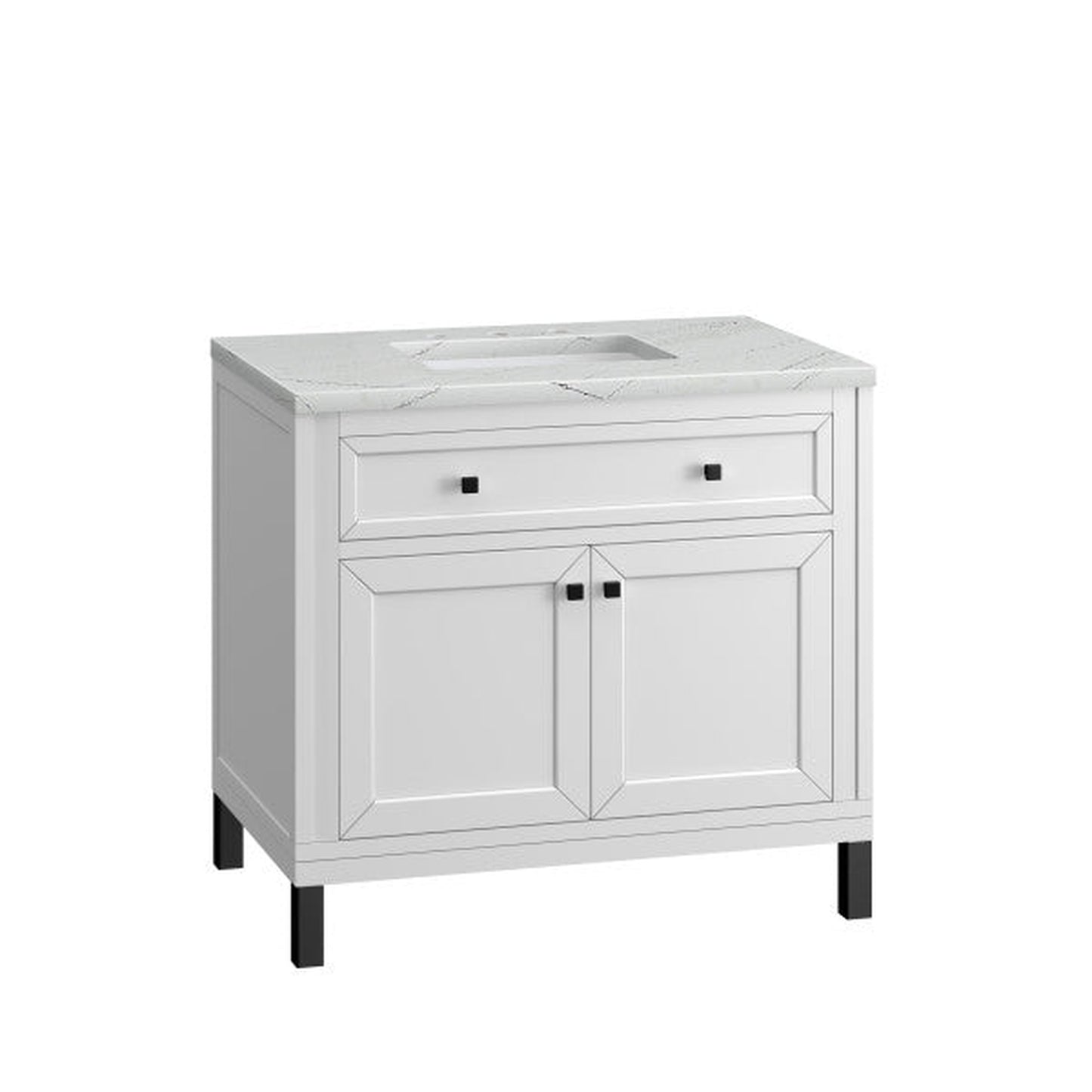 James Martin Vanities Chicago 36" Glossy White Single Vanity With 3cm Ethereal Noctis Top