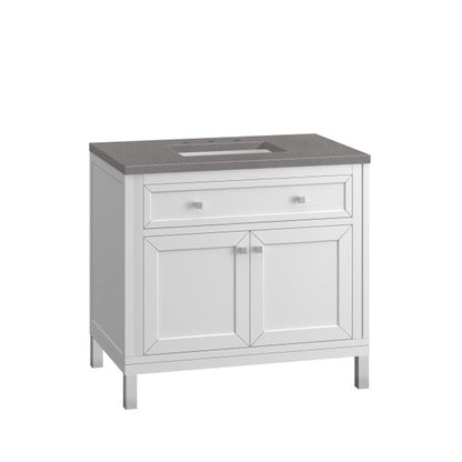 James Martin Vanities Chicago 36" Glossy White Single Vanity With 3cm Grey Expo Top