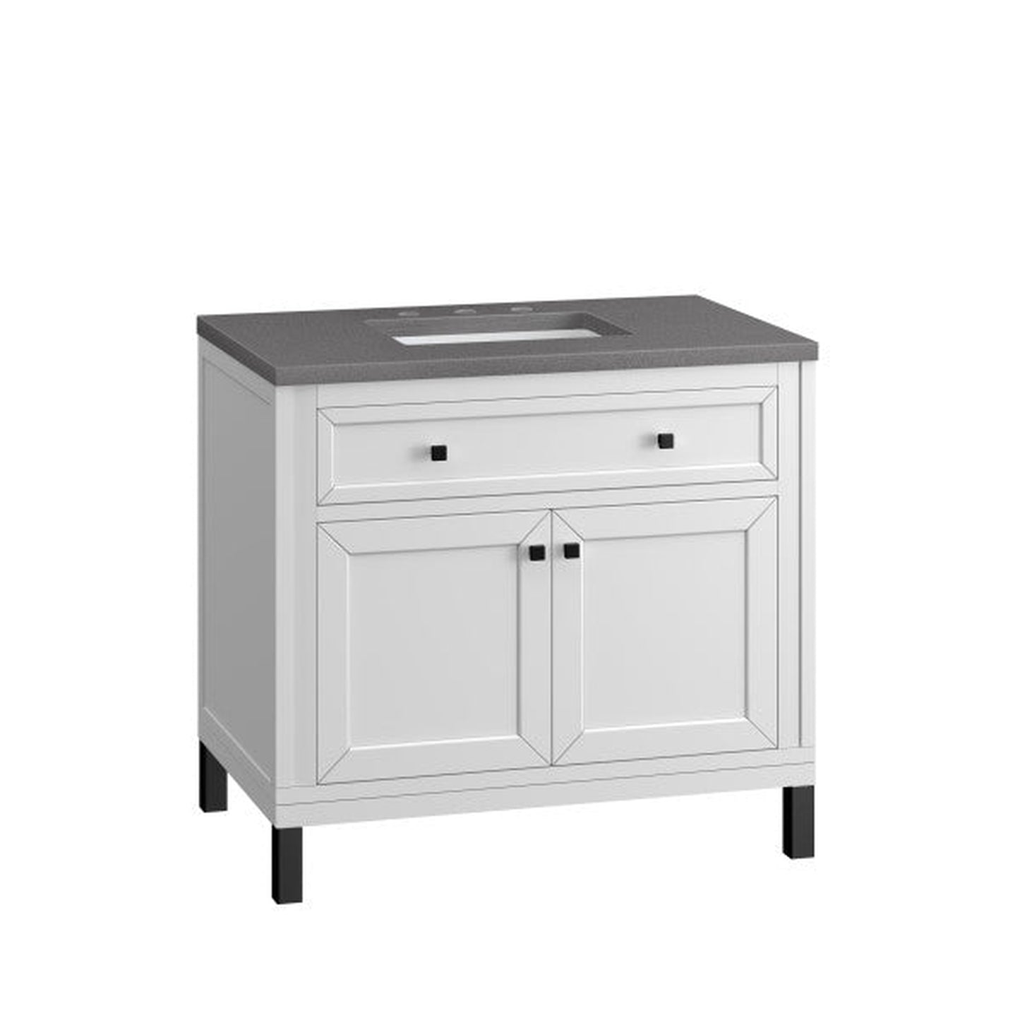 James Martin Vanities Chicago 36" Glossy White Single Vanity With 3cm Grey Expo Top