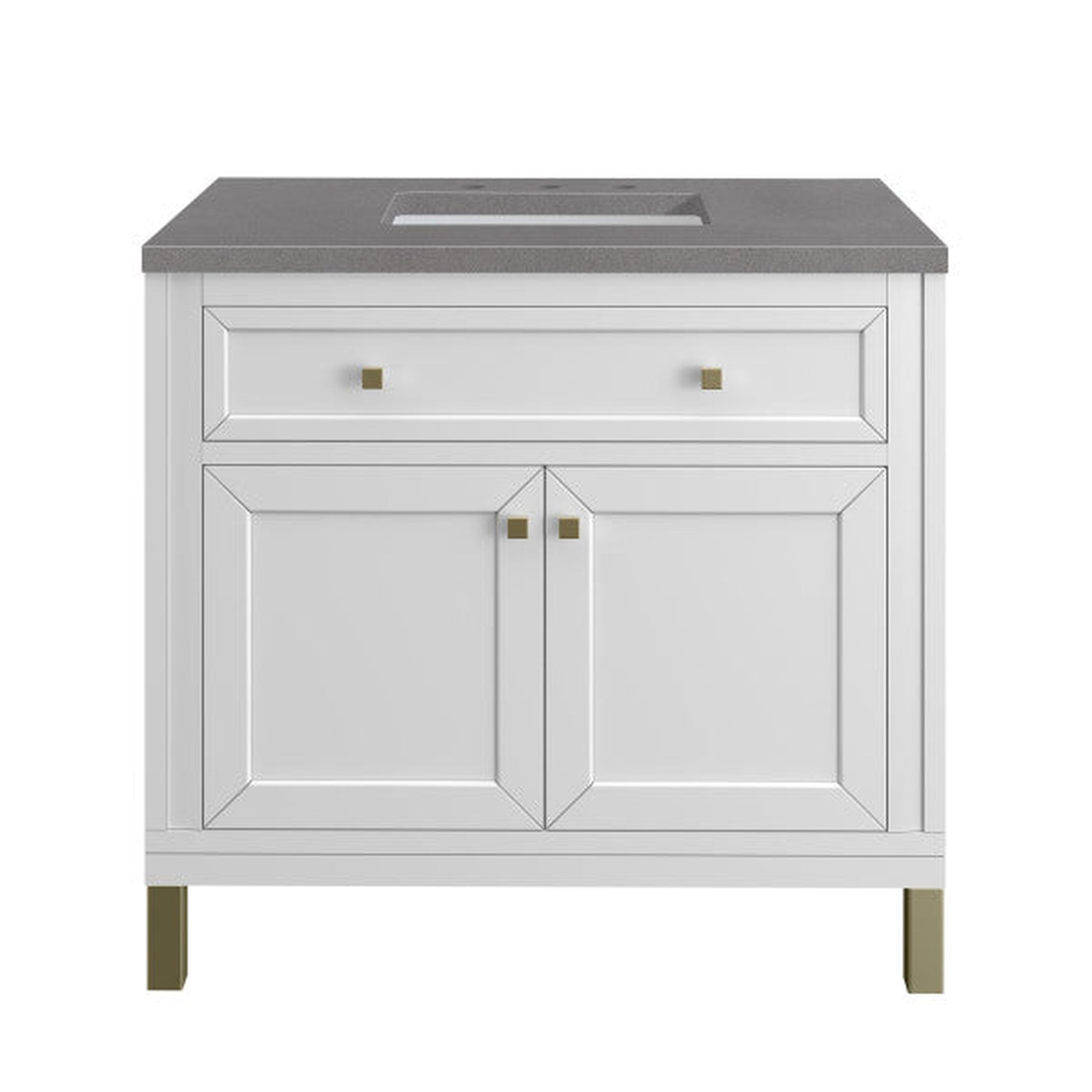 James Martin Vanities Chicago 36" Glossy White Single Vanity With 3cm Grey Expo Top