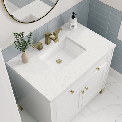 James Martin Vanities Chicago 36" Glossy White Single Vanity With 3cm Lime Delight Silestone Top