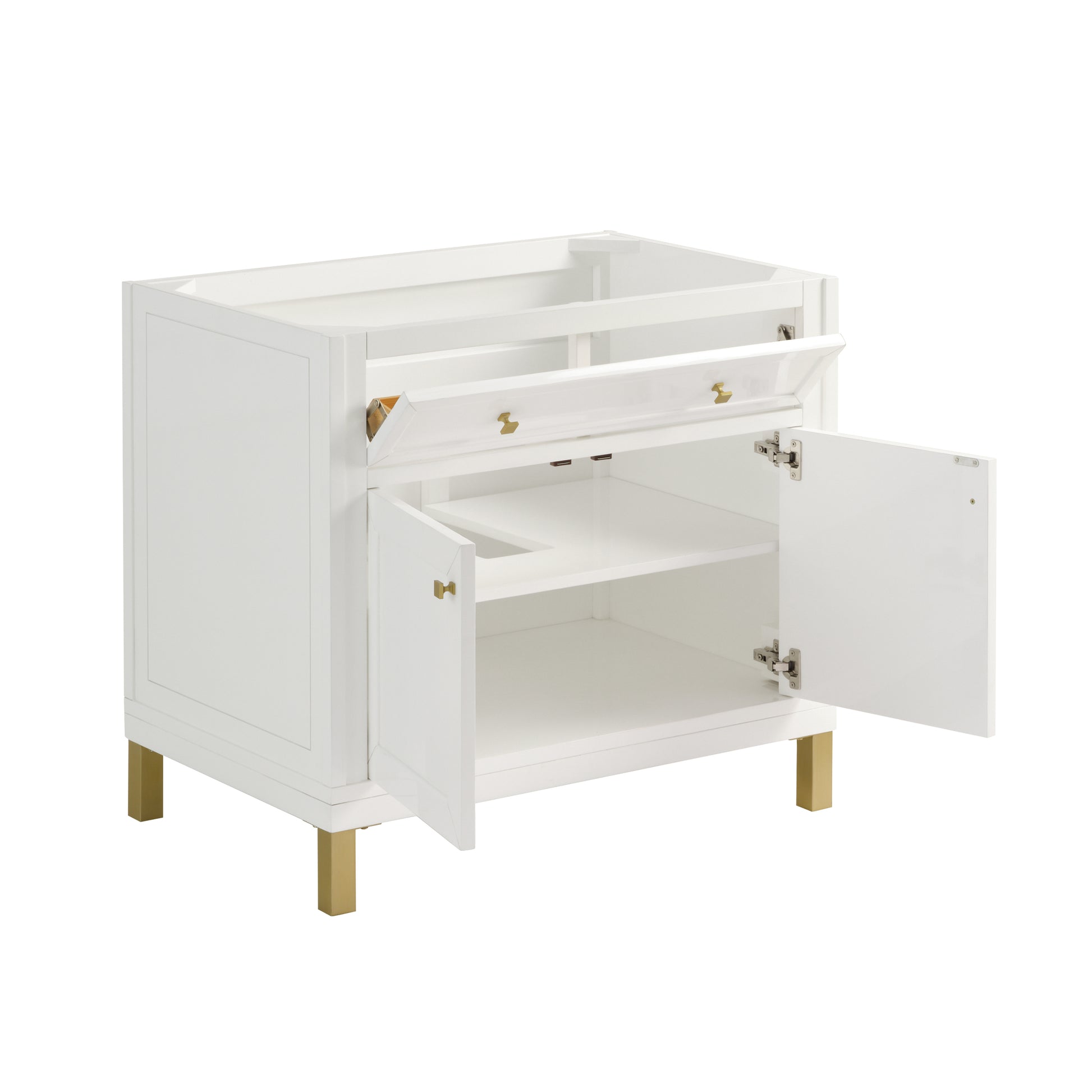 James Martin Vanities Chicago 36" Glossy White Single Vanity With 3cm Lime Delight Silestone Top