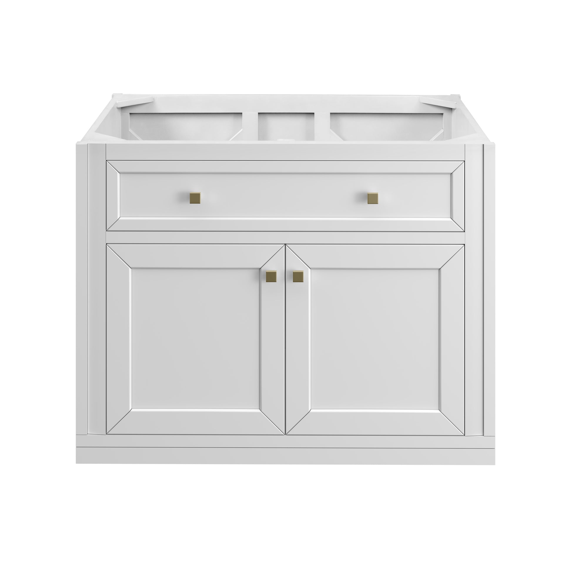 James Martin Vanities Chicago 36" Glossy White Single Vanity With 3cm Victorian Silver Silestone Top