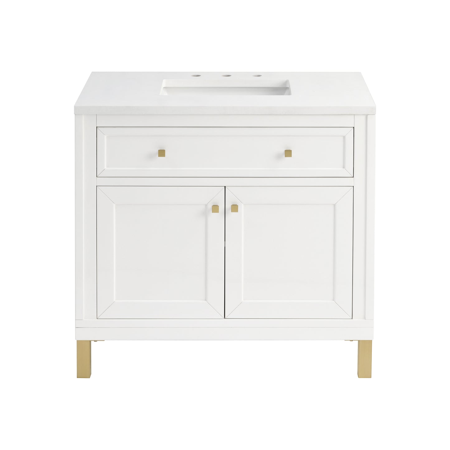 James Martin Vanities Chicago 36" Glossy White Single Vanity With 3cm White Zeus Silestone Top