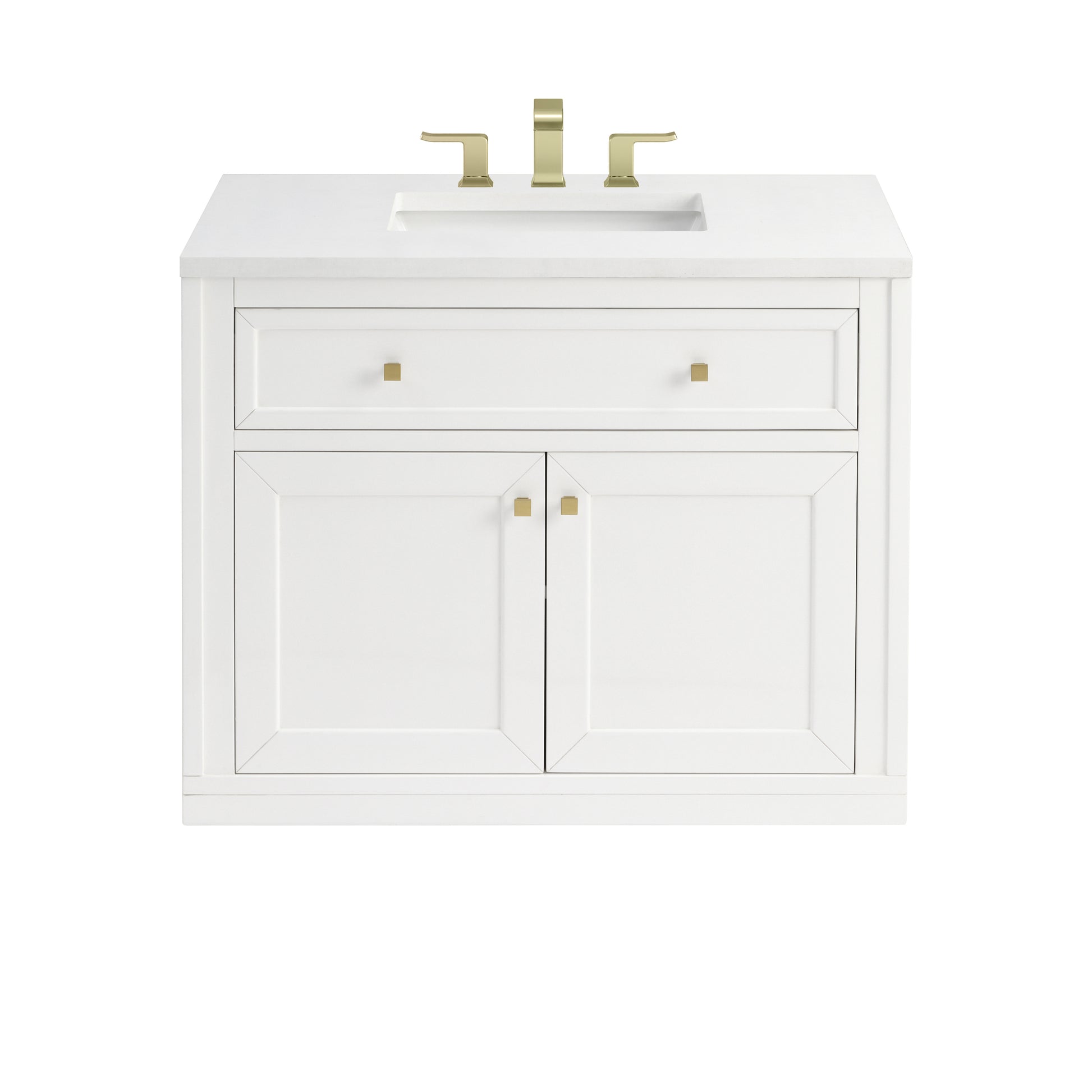 James Martin Vanities Chicago 36" Glossy White Single Vanity With 3cm White Zeus Silestone Top