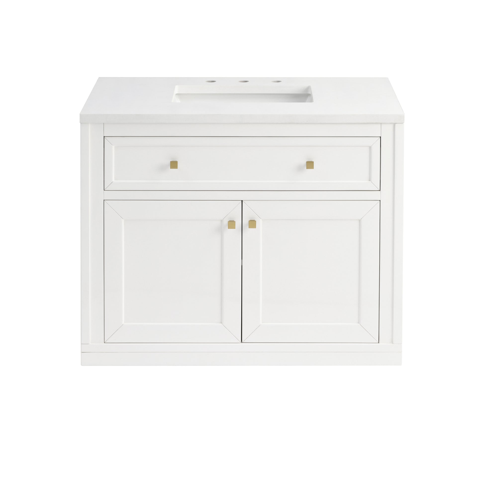 James Martin Vanities Chicago 36" Glossy White Single Vanity With 3cm White Zeus Silestone Top