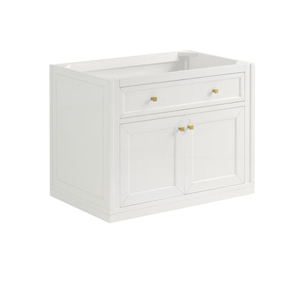 James Martin Vanities Chicago 36" Glossy White Single Vanity With 3cm White Zeus Silestone Top