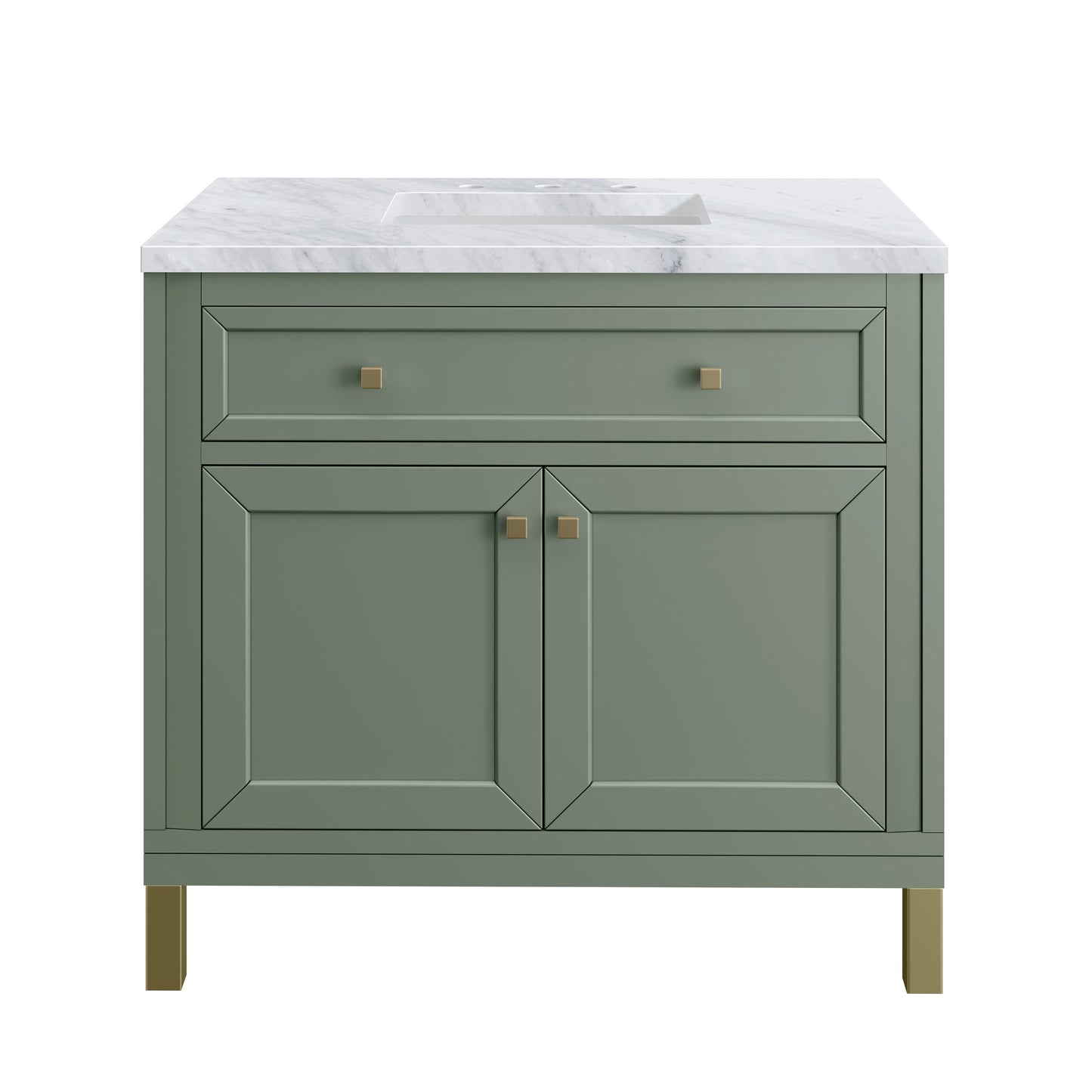 James Martin Vanities Chicago 36" Smokey Celadon Single Vanity With 3 cm Carrara Marble Top