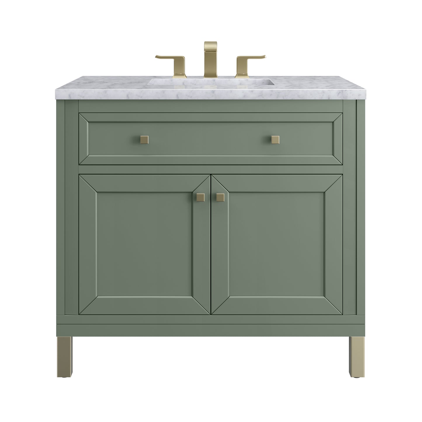 James Martin Vanities Chicago 36" Smokey Celadon Single Vanity With 3 cm Carrara Marble Top
